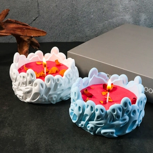 Spook Schedel Siliconen Vorm Voor DIY Kaarsen Maken Halloween Kandelaar Gips Hars Handwerk Decor Aroma