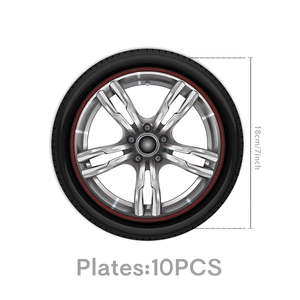 Detail view of 10-piece racing tire shaped 7-inch party plates with realistic rim design