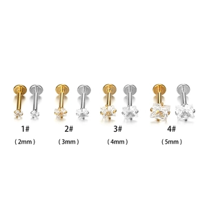 Detailed comparison of 2-5mm square zircon stud earrings in gold and silver finishes