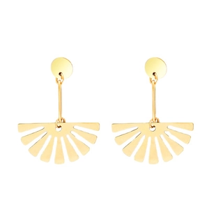 Minimalist 18K gold-plated stainless steel fan-shaped drop earrings for women