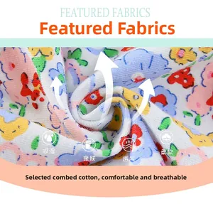 Macro shot of breathable floral combed cotton fabric for soft and skin-friendly leggings