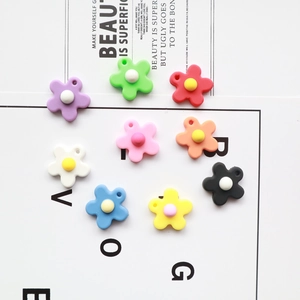 Set of colorful resin flower charms with holes for DIY keychains and headphone case decor