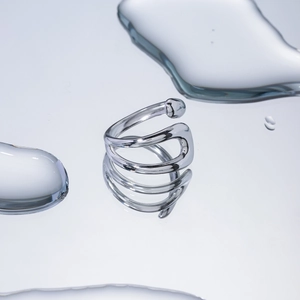 Minimalist Irregular Hollow Open Ring Stainless Steel Geometric Fluid Curve Band Jewelry For Women
