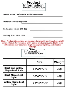Detailed view of artificial maple leaf candle ring for Halloween tabletop decoration