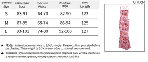 Detailed size chart for sweet floral slim fit dress with measurements in centimeters