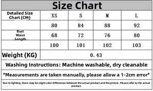 Size guide table for lace sequin dress with measurements in centimeters and washing instructions