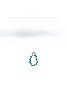 Detail view of bright blue faceted crystal bead phone strap with 25.5cm length and 32.1g weight