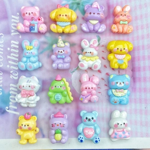 Set of 16 mini colorful resin cartoon animal figurines for DIY crafts and accessories
