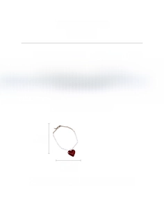 Detailed view of red cat eye heart pendant necklace showing 47cm chain length and 12.6g weight