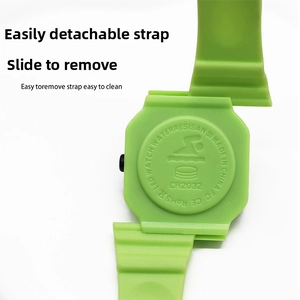 Detail view of the detachable silicone strap and 30M water resistance back case on watch