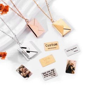 Envelope Pendant Necklace Stainless Steel Secret Message Love Letter Locket Romantic Hidden Note Jewelry For Women Men