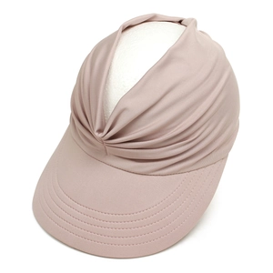 Detailed view of dusty pink pleated sun visor for women's outdoor activities