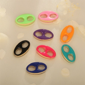 Enamel Copper Gold Plated Pig Nose Jewelry Connector Charm Double Hole Coffee Bean Shape For DIY Bracelet Necklace Making
