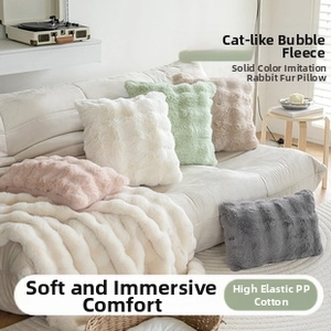 Close-up of soft bubble velvet fabric and high-elastic PP cotton of the pillow cover