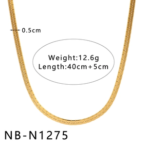Collier chaîne serpent plate en acier inoxydable doré, largeur 5mm, longueur 45cm