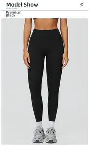 Vue avant du legging de yoga noir premium taille haute pour le fitness et le sport