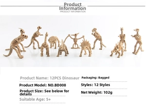 Detailansicht von 12 verschiedenen PVC-Dinosaurierskelett-Modellen für pädagogische Grabungssets