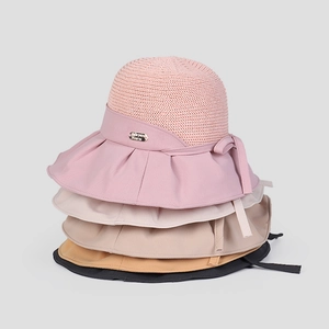 Women's summer sun hat with large brim and sweet bow in multiple colors for sun protection