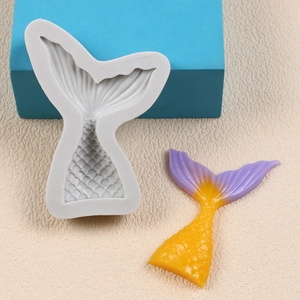 Macro detail of silicone mermaid tail mold showing intricate fish scale textures