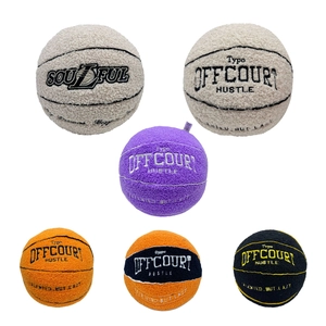 Basketball Plush Pillow Sherpa Fleece Decorative Round Soft Toy Ball With Embroidery Letters For Sport Lovers Home Decor