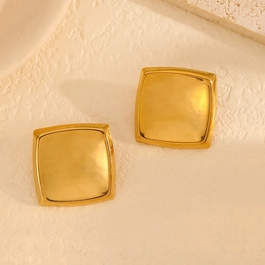 Geometric Square Stud Earrings Stainless Steel 18K Gold Plated Minimalist Polished Metal Jewelry For Women
