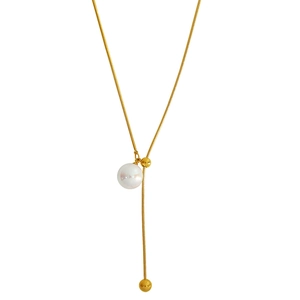 Elegante goldene Schlangenkette mit Perlenanhänger und Quasten-Akzent für Damen