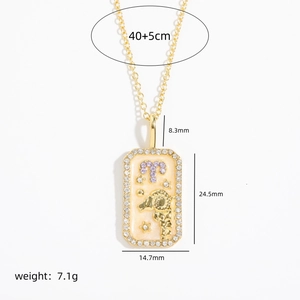 Aries zodiac necklace in gold finish with colorful crystals and exact size measurements