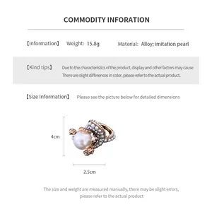 Size chart showing dimensions 4cm by 2.5cm and 15.8g weight for vintage pearl ring
