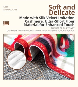 Detailed view of the soft velvet Santa rug fiber texture with anti-slip backing design