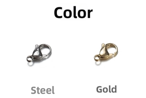 Polished stainless steel lobster clasps in silver and 18k gold finishes for DIY jewelry