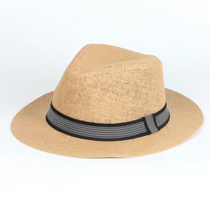 Cappello Fedora In Paglia Traspirante Intrecciato Protezione Solare Estate Spiaggia All Aperto Stile Jazz Per Uomini E Donne Fascia A Quadretti