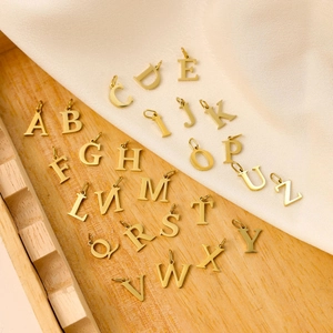 Stainless Steel Initial Letter Pendant Alphabet Charms DIY Jewelry Making Gold Steel Color Minimalist Capital Letter