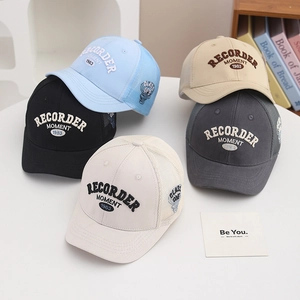 Kids Baseball Cap Breathable Mesh Trucker Hat Cotton Polyester Letter Embroidery Adjustable Sun Protection For Boys Girls