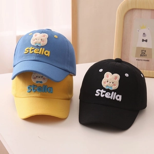 Kids baseball cap with cute rabbit embroidery and Stella lettering in multiple colors