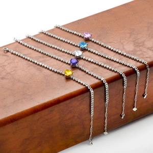Herz Rhinestone Tennis Armband Kupfer Zirkon Bunte Kristall Elegant Verstellbar Luxus Mode Schmuck Geschenk Für Damen Mädchen