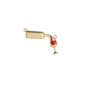 14k gold plated wine bottle and heart-shaped glass charm pendant for DIY jewelry