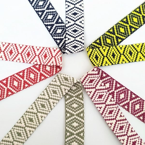 Adjustable colorful jacquard woven shoulder strap with ethnic geometric patterns for bags