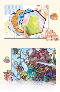 Detail of 4-pack 3D DIY scrapbook scene stickers with castle and hot air balloon designs