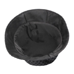 Black bucket hat featuring diamond quilt texture and subtle sequins for sun protection