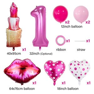 Kit de ballons rouge à lèvres et numéro 1 pour décoration de fête et Saint-Valentin