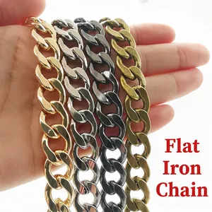 Catena In Metallo Di Ferro Piatto Per Borse Fai Da Te Creazione Di Gioielli Cinturino A Maglie Cubane Galvanizzato Accessorio