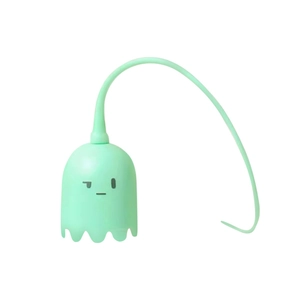 Smart automatic spinning cat toy in mint green ghost shape with flexible rotating tail