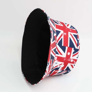 Detailed side view of bucket hat featuring Australian flag print with Southern Cross stars