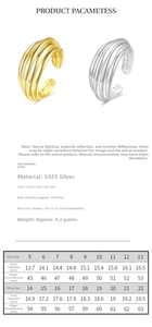 Detailed S925 sterling silver ring size chart for white gold and 18k gold finishes