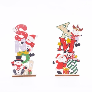 Decorazioni natalizie da tavolo in legno con scritte SNOW e XMAS e Babbo Natale