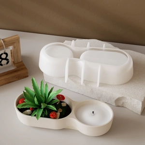 Moule en silicone à double fente pour pots de succulentes et bougies parfumées DIY