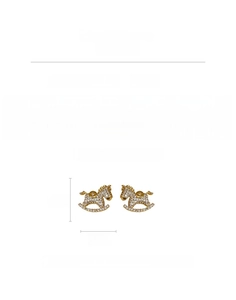 Detail of horse-shaped earrings with white zircon pavé and 925 silver needles