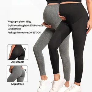 Hoge Taille Zwangerschap Yoga Leggings Polyester Elastaan Buikondersteuning Zwangerschap Sportkleding Billen Lifting Effen Kleur