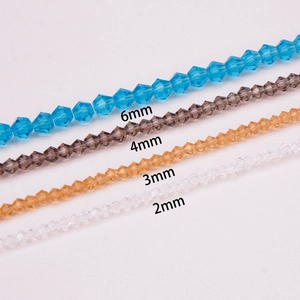 Faceted crystal glass bicone beads in 2mm to 6mm sizes for DIY jewelry making