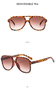 Detail of tortoise aviator sunglasses with double bridge and tea gradient lenses